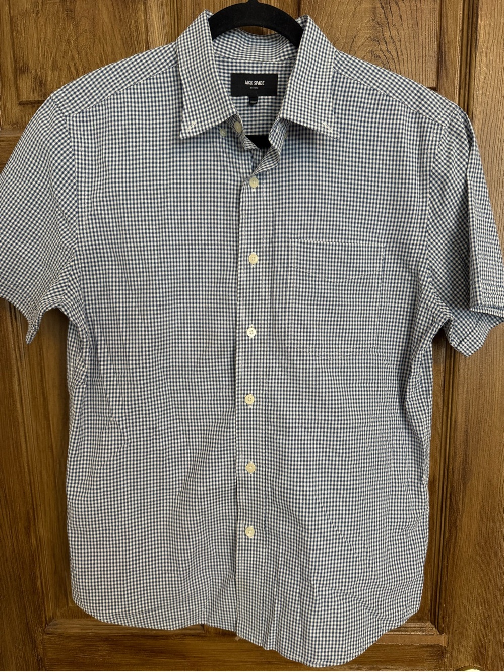 Jack Spade Blue and White Gingham Short Sleeve Button-Down Shirt